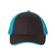 aerial view a charcoal/ neon blue valucap - sandwich trucker cap, image 1 of 3