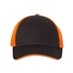 aerial view a charcoal/ neon orange valucap - sandwich trucker cap, image 1 of 3