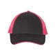 aerial view a charcoal/ neon pink valucap - sandwich trucker cap, image 1 of 3