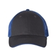 aerial view a charcoal/ royal valucap - sandwich trucker cap, image 1 of 3