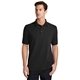aerial view a jet black port company(r) combed ring spun pique polo, image 1 of 6