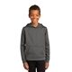 aerial view a charcoal port company(r) youth performance fleece pullover hooded sweatshirt, image 1 of 6