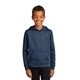 aerial view a deep navy port company(r) youth performance fleece pullover hooded sweatshirt, image 1 of 6