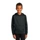 aerial view a jet black port company(r) youth performance fleece pullover hooded sweatshirt, image 1 of 6