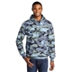 aerial view a woodland blue camo port company(r) core fleece camo pullover hooded sweatshirt, image 1 of 5
