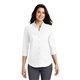 aerial view a white port authority(r) womens 3/4- sleeve superpro(tm) twill shirt, image 1 of 6