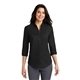 aerial view a black port authority(r) womens 3/4- sleeve superpro(tm) twill shirt, image 1 of 6