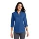 aerial view a true blue port authority(r) womens 3/4- sleeve superpro(tm) twill shirt, image 1 of 6