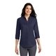 aerial view a true navy port authority(r) womens 3/4- sleeve superpro(tm) twill shirt, image 1 of 6