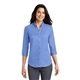 aerial view a ultramarine blue port authority(r) womens 3/4- sleeve superpro(tm) twill shirt, image 1 of 6