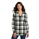 aerial view a snow white/ black port authority(r) womens plaid flannel tunic, image 1 of 5