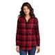 aerial view a engine red/ black port authority(r) womens plaid flannel tunic, image 1 of 5
