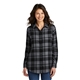 aerial view a grey/ black port authority(r) womens plaid flannel tunic, image 1 of 5