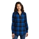 aerial view a royal/ black port authority(r) womens plaid flannel tunic, image 1 of 5