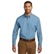 aerial view a carolina blue port authority(r) long sleeve carefree poplin shirt, image 1 of 6