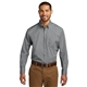aerial view a gusty grey port authority(r) long sleeve carefree poplin shirt, image 1 of 6