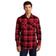 aerial view a engine red/ black port authority(r) plaid flannel shirt, image 1 of 6