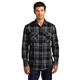 aerial view a grey/ black port authority(r) plaid flannel shirt, image 1 of 6