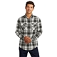 aerial view a snow white/ black port authority(r) plaid flannel shirt, image 1 of 6