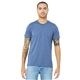 aerial view a blue triblend bella+canvas (r) unisex triblend short sleeve tee, image 1 of 5