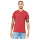 aerial view a red triblend bella+canvas (r) unisex triblend short sleeve tee, image 1 of 6
