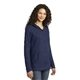 aerial view a heather blue anvil(r) ladies french terry pullover hooded sweatshirt, image 1 of 6