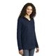aerial view a navy anvil(r) ladies french terry pullover hooded sweatshirt, image 1 of 6