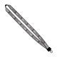 aerial view a black 3/4 reflective lanyard with plastic clamshell o - ring, image 1 of 2