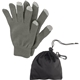 aerial view a gray with gray touch screen tips and black pouch touch screen gloves in pouch, image 1 of 2
