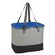 aerial view a gray with royal blue 600d polyester alfresco cooler bag, image 1 of 2
