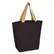 aerial view a black marketplace jute tote bag, image 1 of 3