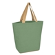 aerial view a green marketplace jute tote bag, image 1 of 3