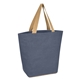 aerial view a navy marketplace jute tote bag, image 1 of 3