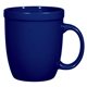aerial view a cobalt 12 oz speckeled brew mug, image 1 of 2
