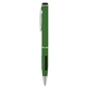 aerial view a green solid brass ballpoint pen with rubber grip, image 1 of 3