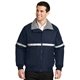 aerial view a true navy/ grey heather/ reflective port authority(r) challenger(tm) jacket with reflective taping - colors, image 1 of 5