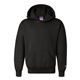 aerial view a black champion - powerblend(r) youth hooded sweatshirt, image 1 of 3