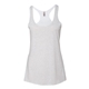 aerial view a heather white next level womens triblend racerback tank, image 1 of 3