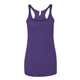 aerial view a purple rush next level womens triblend racerback tank, image 1 of 3