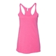 aerial view a vintage pink next level womens triblend racerback tank, image 1 of 3