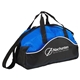 aerial view a blue quick kick non - woven / polyester duffel bag, image 1 of 3