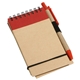 aerial view a red think green recycled notepad pen, image 1 of 2