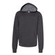 aerial view a dark grey heather bella + canvas - youth sponge fleece hoodie, image 1 of 4