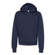 aerial view a navy bella + canvas - youth sponge fleece hoodie, image 1 of 4