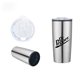 20 oz Double - Walled Matte Silver Stainless Steel Tumbler w / Leakproof Lid, Slide Closure