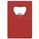 aerial view a translucent red credit card wallet bottle opener, image 1 of 2