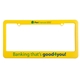 aerial view a yellow 2 hole license plate frame (certain states), image 1 of 2