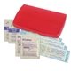 aerial view a translucent red primary care(tm) first aid kit, image 1 of 2