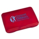 aerial view a translucent red companion care(tm) first aid kit, image 1 of 2