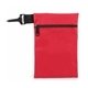 aerial view a red nylon golf ditty bag with zipper and clip, image 1 of 2